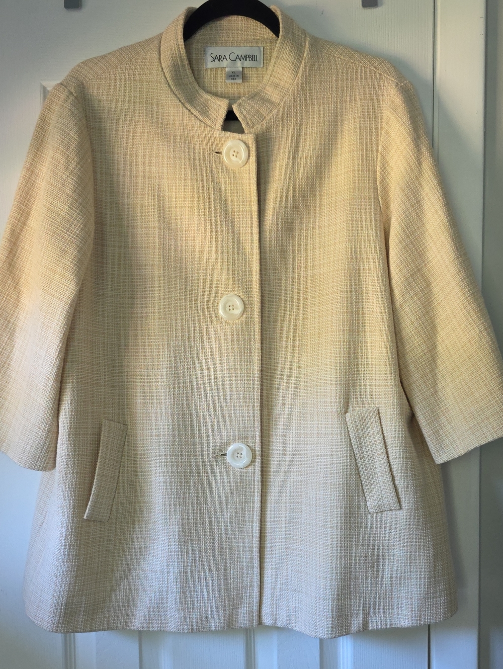 Sara Campbell Cream Tweed A-Line Jacket